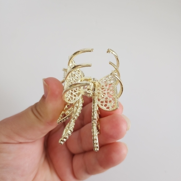 NEW Pearl Rhinestone Embellished Butterfly Hair Clip Claw - Picture 5 of 14